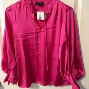 1. State Women's Tie Neck Fuchsia Blouse NWT XS